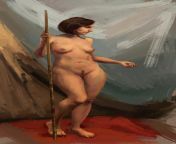 Naked model Olga, figure painting practice from ketty olga 17