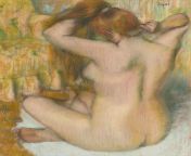 Edgar Degas - Femme nue, de dos, se coiffant (femme se peignant) (1886-1888.) from bodybionicny nue