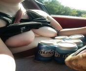 Wife flashing tits in the car on a beer run from wife flashing tits in public