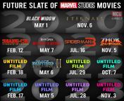 Here&#39;s the updated official slate of upcoming Marvel Cinematic Universe movie releases: from marvel cinematic universe