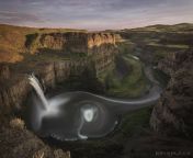 Pre Sunset image from Palouse Falls in Eastern Washington State [OC] One min exposure blended with faster image for texture in the water fall [2048x1463] from salaman kan daya xxx image from tarak mehta ka