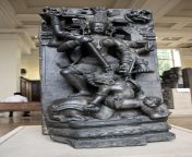 Stone sculpture of Durga Mahishasuramardini in the British Museum, circa 1200 C.E.Odisha India [1300x1944] from odisha village bhabi