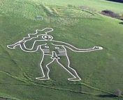 The Cerne Abbas Giant is a hill figure near the village of Cerne Abbas in Dorset, England. 55 metres (180 ft) high, it depicts a standing nude male with a prominent erection and wielding a large club in its right hand. Image in Public domain from pravas nude image in actress gopika sex