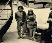 These are the Selknam, native people who inhabited Tierra Del Fuego in the extreme south of South America. In this photo the Selknam are being taken to Europe to be displayed at the Human Zoo in 1899. from naked tribes of south america porn