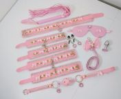 Rhinestone and roses luxury pink BDSM bondage set I made. from 904 and huntsman jpg