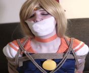 Cosplayer gagged with panties and tape from tied gagged granny get tied tits waxed