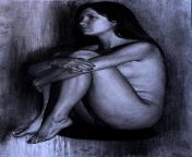 Naked model [self] charcoal from naked teen self