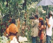 Antonio Climati filming the scene of the monkey hunt in the Amazon for ULTIME GRIDA DALLA SAVANA from savana