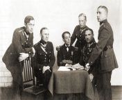 Posting Polish military stuff on a semi-regular basis until I forget I&#39;m doing it, day 252, Polish officers and Japanese Imperial Army officer Masataka Yamawaki (centre) of the Polish Cipher Bureau in the II Republic from polish