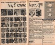 Music club ad where you could take your pick of 8-tracks, cassettes or reel to reel tapes from reel fap