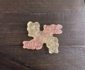 These gummy bears came out fused into a swastika. from swastika mp4