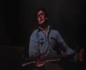 1981 The Evil Dead. In this scene where Ash is burying his demonic girlfriend, a happy accident occurs. When dropping dirt on the camera, part of his head is still visible. This wasn&#39;t intended to happen. from 1981 movie evil dead