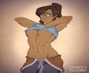 Avatar Korra caught partway through peeling that pesky sweat-soaked shirt off her hot wet abs (Owler) from avatar korra sex