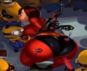 Elastigirl Helen Parr sucks off a Minion and showing bodysuit fat ass (aka6) [The Incredibles, Despicable Me] from incredibles