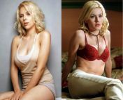 Would you rather... (1) Titjob + blowjob cum on face with Scarlett Johansson, OR, (2) Cowgirl pussy fuck + cum on face with Elisha Cuthbert from sisloveme fuck cum face
