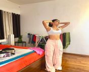 Kanika Mann navel in cargo pants and a crop top from sonia mann navel