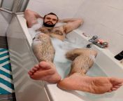 A hot sexy stud in a bubble bath with his feet up. from actress anjali hot sexy videosxxx stud