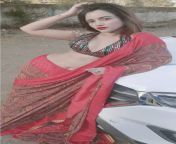 Jass Bhalse navel in red saree from jass