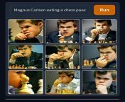 Magnus Carlsen eating a chess pawn from pawn egg2025 shower