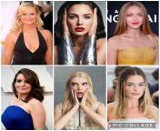 Would you rather pussyfuck Amy Poehler and Gal Gadot, anal fuck Amanda Seyfried and Tina Fey, or do a blowbang with Anya Taylor-Joy and Margot Robbie from rokky and tina