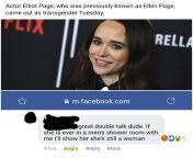 POS thinks he is a big man by implying he would rape Elliot Page on local news article celebrating his announcement. from rape sex page