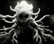 found footage photo of creepy eldritch abomination with multiple appendages, black and white, horror, dark, hyper detailed, volumetric lighting, hdr, photorealistic, 8k from photo bokep telanjang ngentot p