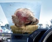 Please dont speed near schools - an advertising poster placed face down on car windscreens in the Waikato region of New Zealand. What you see here is what the driver sees when they get back in their car. from car isxe