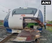 Vande Bharat Express running b/w Mumbai Central to Gurajat&#39;s Gandhinagar met with an accident after a herd of buffaloes came on the railway line at around 11.15am b/w Vatva station to Maninagar. from melayu an india