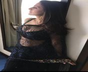 Ameesha Patel navel in black transparent saree from patel hot in