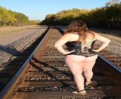 Big ass babe in black on the track from big ass desi wife ride on the hubbys long