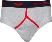 Light grey with red trim &amp; lettering on black waistband PARK AVENUE Y-front brief from India from trim orgi