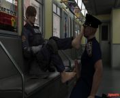 Leon S. Kennedy servicing cock with his feet (render by bigsunsfm) from leon s kennedy resident evil 2 short