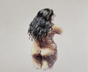 nude model in pastel by Jimmy from 10 old nude model