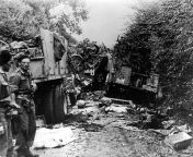 Posting Polish military stuff on a semi-regular basis until I forget I&#39;m doing it, day 144, Polish officers of the 1st armoured division looking at a destroyed German column after the battle of Falaise from ligion regular mehedi 1st tvc