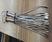 Silver and golden leather brailed flogger with snake headMy friend&#39;s designer made new whips and she sent two to me, I prefer the silver one, how about you?I like it very much from silver and tmtv daria
