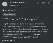 Xbox review on Fnaf SL from dont come crying fnaf sl