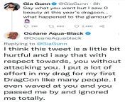 Oceane Aqua-Black responds to Gia Gunn from gia gunn