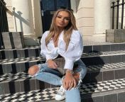 Lucinda in white shirt and ripped jeans from yoya grey ripped jeans