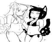 Miya &amp; Kayo: Bikini Catgirls - by @minamoto_o on Twitter from bikini befish by