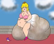 Plus size Princess Peach in Plus size diapers (Artist:Unknown) from plus size naked
