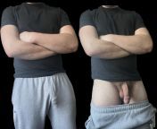 The bulge in grey sweatpants vs the cock and balls that make the bulge (25) from big bulge in subway