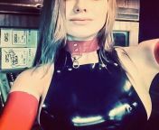 Hot girl with sexy black latex apron from anna zapala sexy black latex