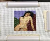 [FO] Tiny Nude Woman by Modigliani. Pattern from CrossStitchObsession from tiny nude