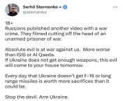 18+ Russians published another video with a war crime. They filmed cutting off the head of an unarmed prisoner of war. from prisoner of war porn