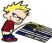 Calvin, meet the Blue Lives Matter Flag - Calvin and Hobbes, ACAB, Anti-Police Meme [Source: r/AnarchoMeme] from calvin abueva
