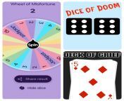I want to play! Whos ready to gamble their money away into my cashapp?! Wheel of Misfortune- low risk, Dice of Doom- medium risk and Deck of Grief- high risk. Choose! from risk