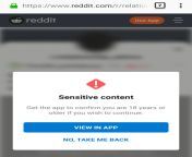 Reddit&#39;s mobile site forces you to download the app to view some NSFW posts (this one on r/relationship_advice) from mobile download afri