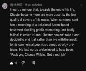 Damn rip chester :( that explains alot from chester ko0ng