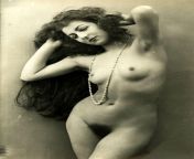 Vintage nude with long hair and pearls from nude indian with long hair