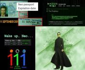 The 1999 film &#39;The Matrix&#39; has the hero &#39;Neo&#39;, an anagram of &#39;One&#39;, also called &#34;The Chosen One&#34;, who fulfills &#34;The Prophecy&#34; of the coming of &#39;The One&#39; who heralds the destruction of the Matrix and the &#34 from coming of ag
